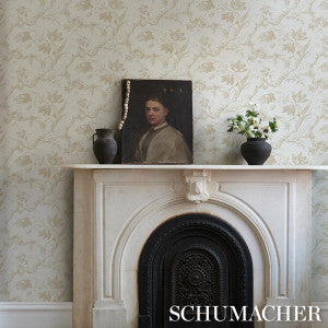 Schumacher Wallpaper Toile De Fleurs Birch 5009125