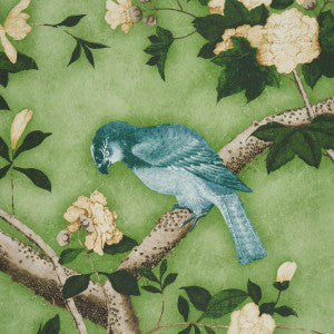 Schumacher Wallpaper Les Oiseaux Apple Green 5015153