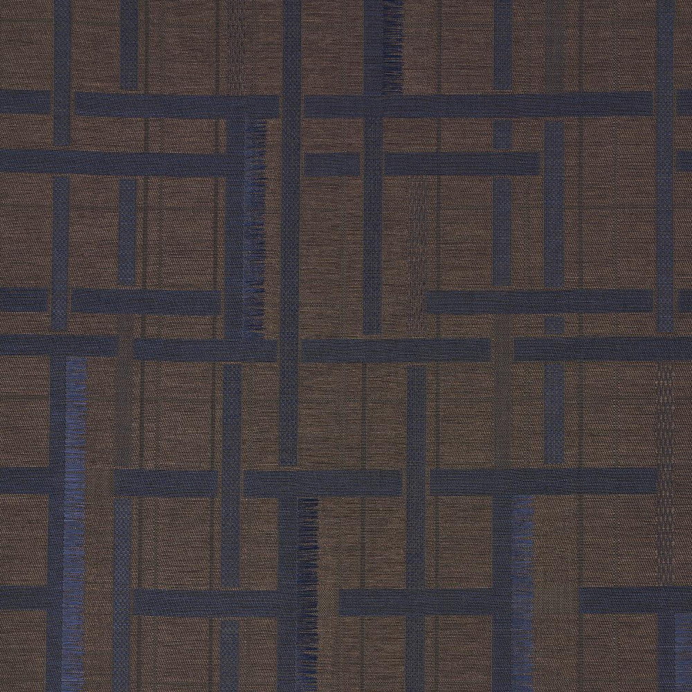 Axel Plaid Wallcovering Navy/Espresso 5015721 by Schumacher Designer Wallpaper Patterson Flynn 55.12" - Swanky Fabrics -