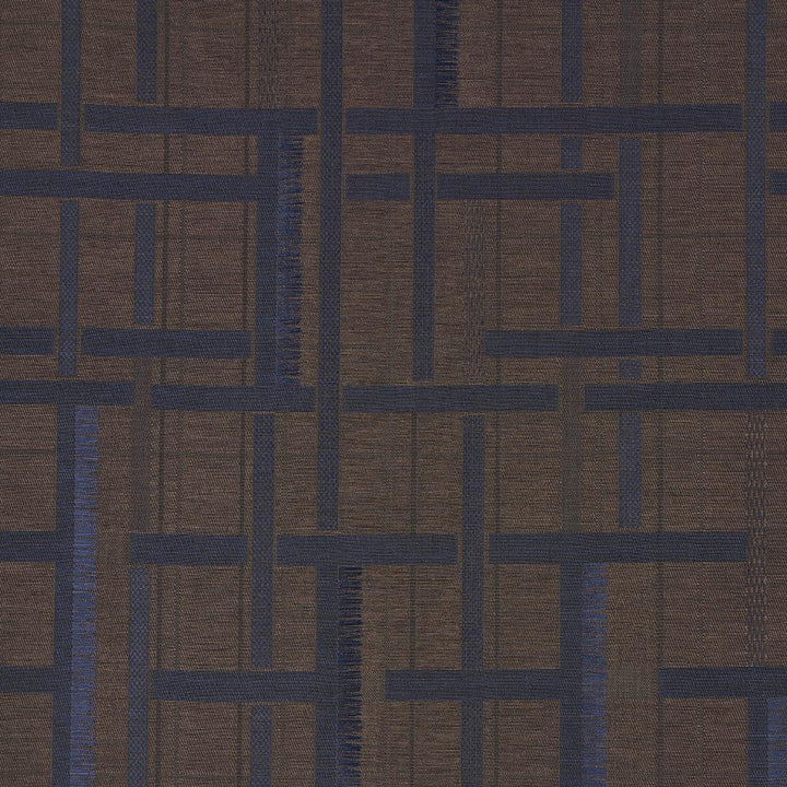 Axel Plaid Wallcovering Navy/Espresso 5015721 by Schumacher Designer Wallpaper Patterson Flynn 55.12" - Swanky Fabrics -