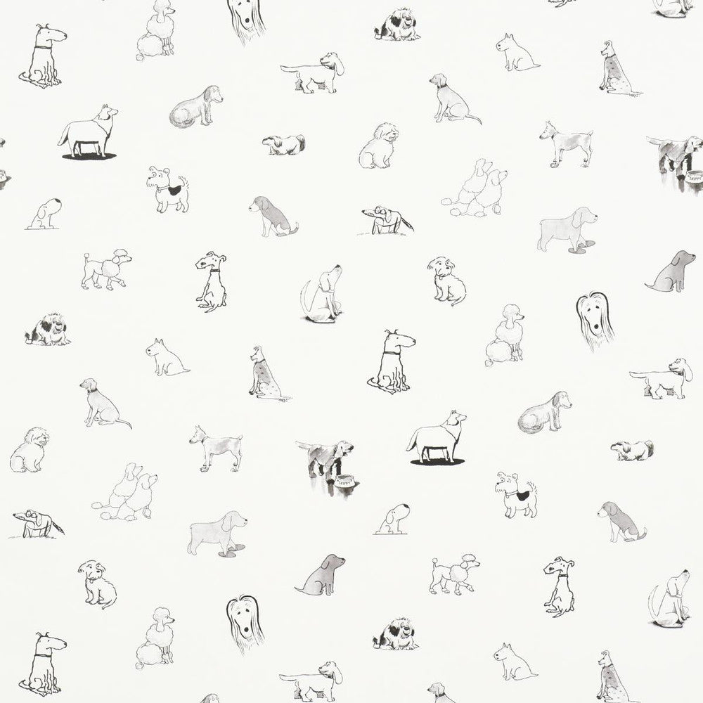 Good Dogs Everywhere Black & White 5016130 by Schumacher Designer Wallpaper The New Yorker 13.5" - Swanky Fabrics -