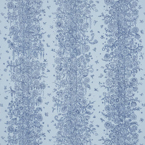 Schumacher Wallpaper Edward Steed'S Towers Of Flowers Sky Blue & Navy 5016142