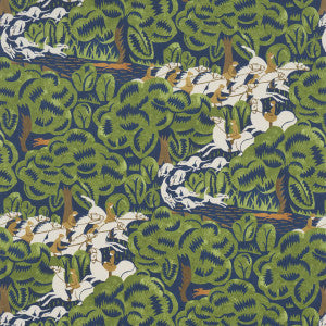 Schumacher Wallpaper Margaret Schloeman'S Fox Chase Navy & Green 5016151
