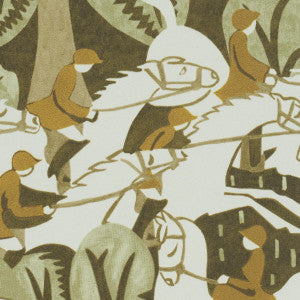 Schumacher Wallpaper Margaret Schloeman'S Fox Chase Sage & Soft Brown 5016152
