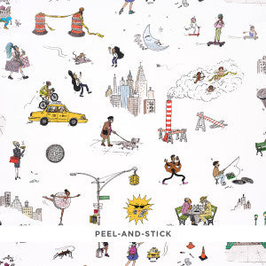 Schumacher Wallpaper Joana Avillez'S Street Scenes Multicolor On White 5016170