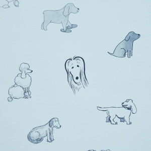 Schumacher Wallpaper Good Dogs Everywhere Sky & Navy Blue 5016302