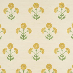 Schumacher Wallpaper Saranda Flower Sisal Marigold 5016670