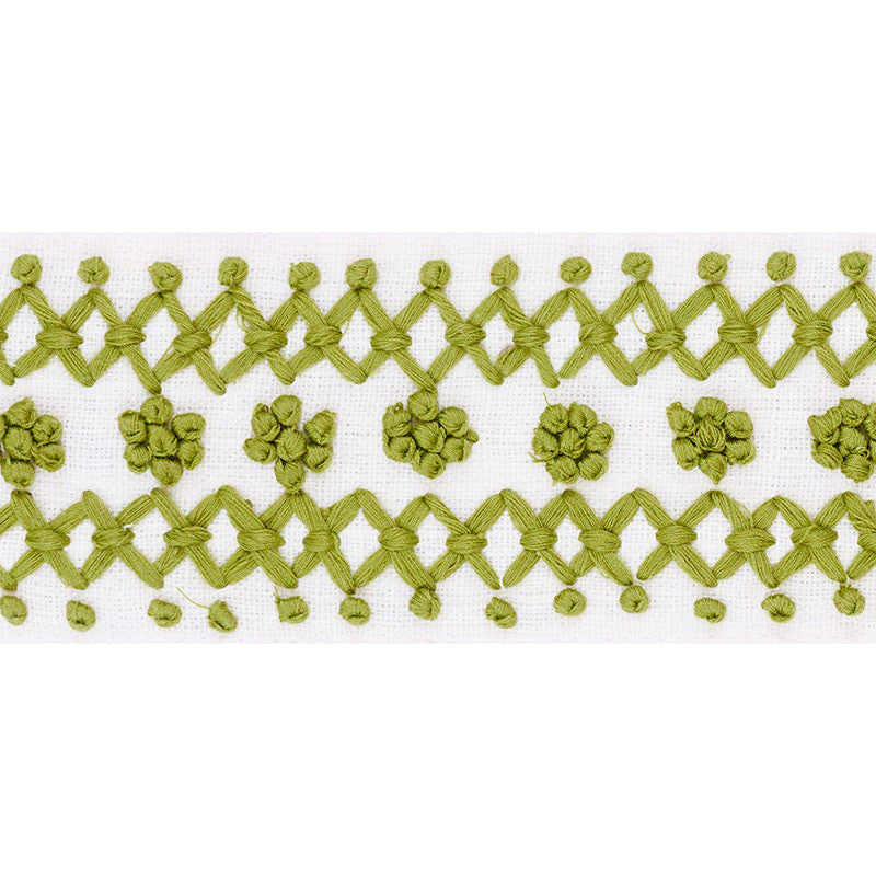 Sunnyvale Tape Leaf 70638 by Schumacher Designer Trim COUTURE TRIMS LINEN 70% COTTON 30% INDIA </p><p>Repeat: Horizontal: 3/4" (2CM) and Vertical: 2.25 - Swanky Fabrics -