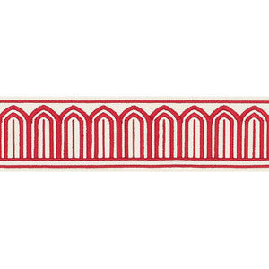Schumacher Fabric Arches Embroidered Tape Medium Red 70761