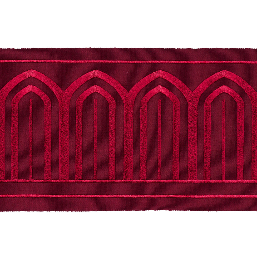 Schumacher Trim Arches Embroidered Tape Wide - Red