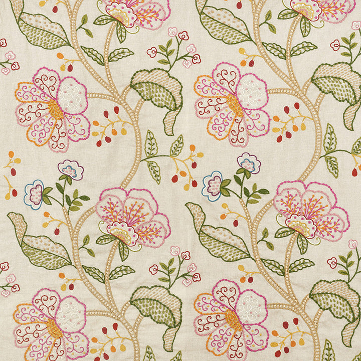 Full Bloom Embroidery Multi 70810 by Schumacher Designer Fabric Contemporary-Embroideries 65% Linen, 35% Cotton - Horizontal: 26 and Vertical: 30 52 - Swanky Fabrics -