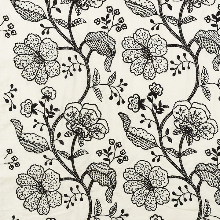Full Bloom Embroidery Ink 70812 by Schumacher Designer Fabric Contemporary-Embroideries 65% Linen, 35% Cotton - Horizontal: 26 and Vertical: 30 52 - Swanky Fabrics -