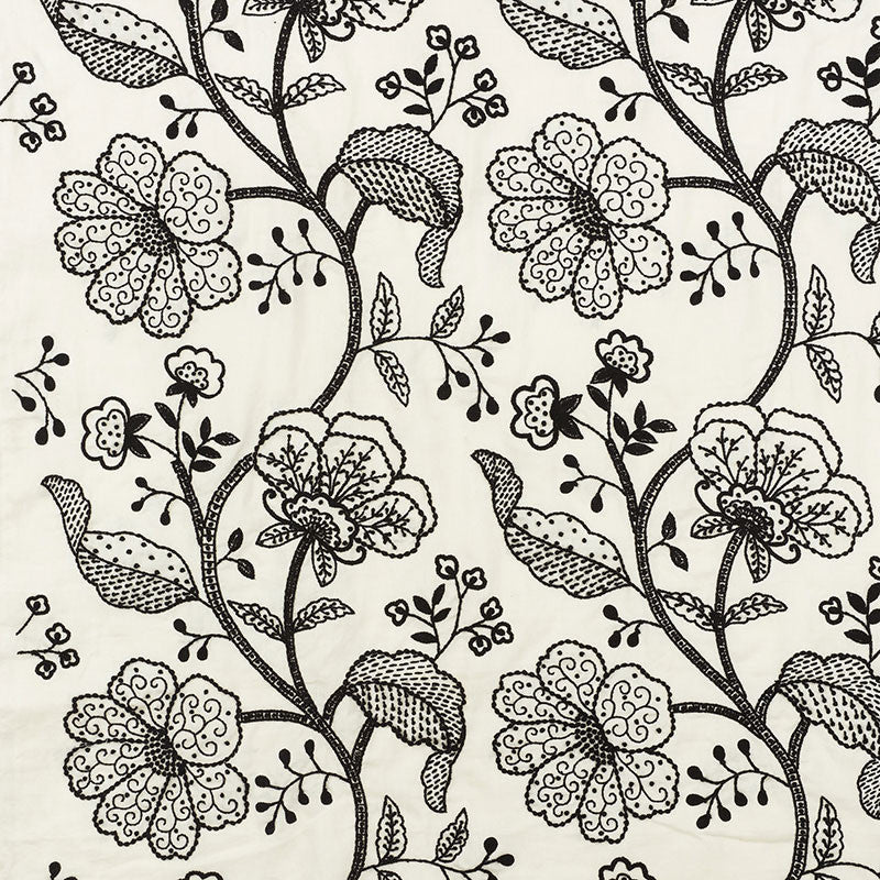 Full Bloom Embroidery Ink 70812 by Schumacher Designer Fabric FULL BLOOM EMBROIDERY See Sample INDIA - </p><p>Repeat: Horizontal: 26" (66CM) and Vertical: 30" (76CM) 52" (133CM) - Swanky Fabrics -