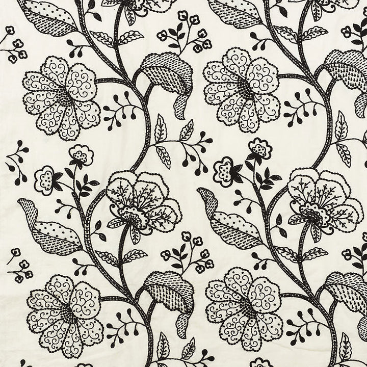 Full Bloom Embroidery Ink 70812 by Schumacher Designer Fabric FULL BLOOM EMBROIDERY See Sample INDIA - </p><p>Repeat: Horizontal: 26" (66CM) and Vertical: 30" (76CM) 52" (133CM) - Swanky Fabrics -