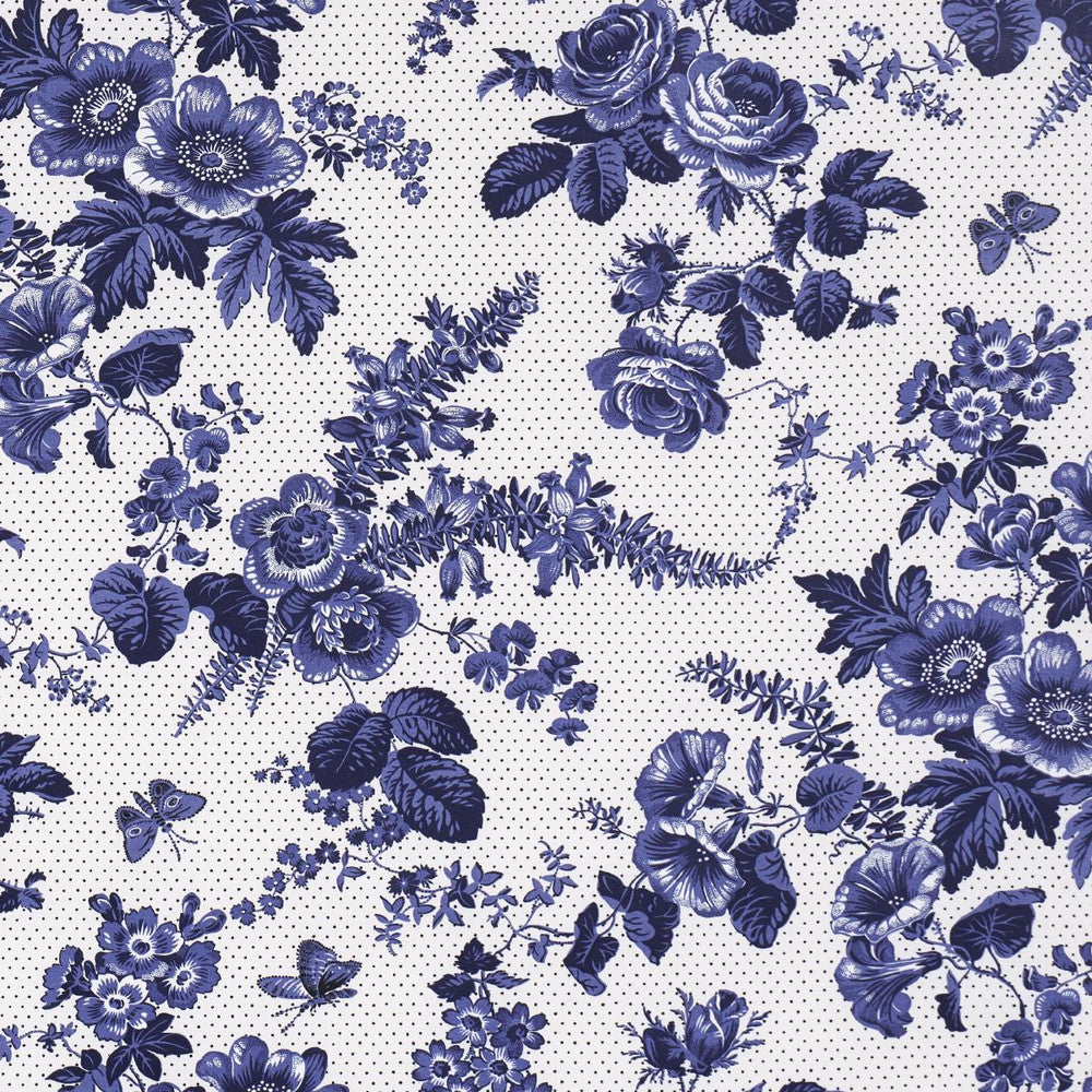Sibyl Chintz Blue 182082 by Schumacher Designer Fabric Rita Konig 13.5" - Swanky Fabrics -