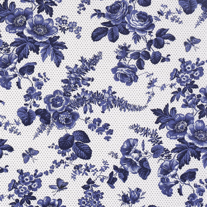Sibyl Chintz Blue 182082 by Schumacher Designer Fabric Rita Konig 13.5" - Swanky Fabrics -