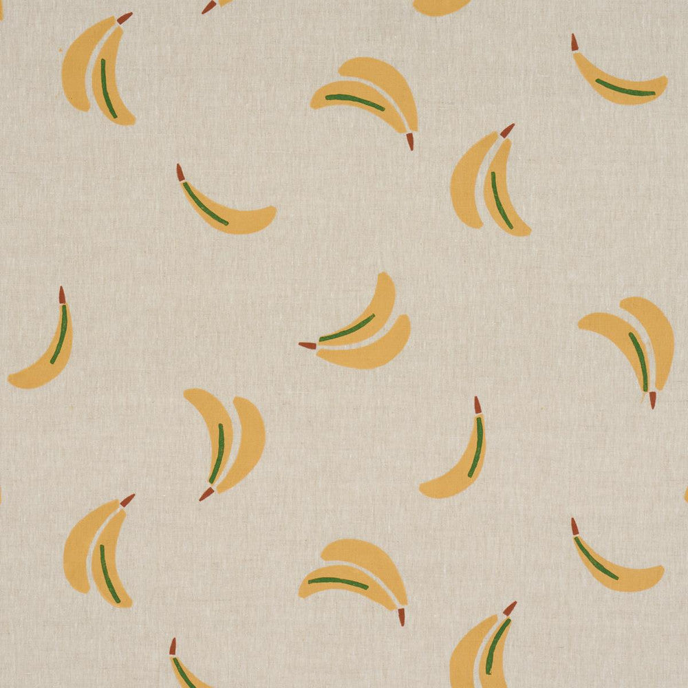 Banana Stand Hand Block Print Ochre And Green On Natural 182370 by Schumacher Designer Fabric Caroline Z Hurley 34.0" - Swanky Fabrics -