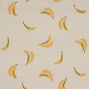 Schumacher Fabric Banana Stand Hand Block Print Ochre And Green On Natural 182370