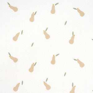 Schumacher Fabric Pears Hand Block Print Buff And Sage On White 182391