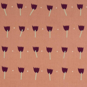 Schumacher Fabric Tulip Play Hand Block Print Violet On Rust 182401