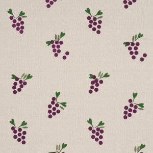 Schumacher Fabric Grapes Hand Block Print Purple On Natural 182420