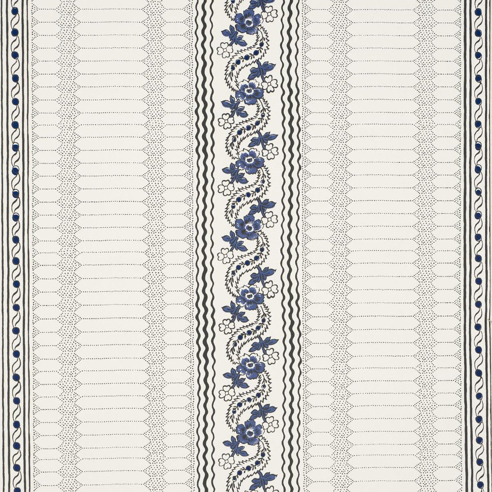 Serena Stripe Blue 5015930 by Schumacher Designer Wallpaper Rita Konig 27.0" - Swanky Fabrics -