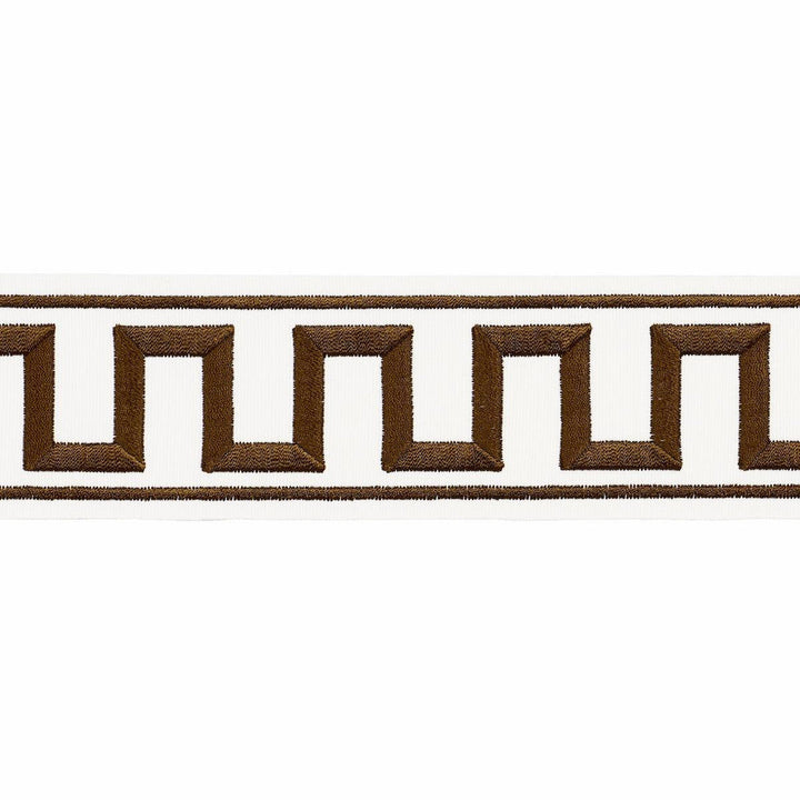 Greek Key Embroidered Tape Brown 70808 by Schumacher Designer Trim Perennial Favorite Trims 1.75" - Swanky Fabrics -