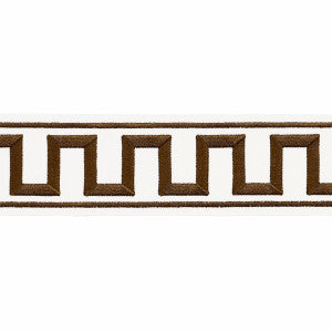 Schumacher Trim Greek Key Embroidered Tape Brown 70808