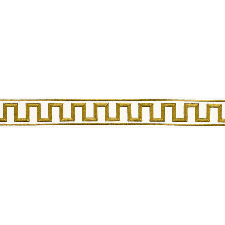 Greek Key Embroidered Tape Gold 70813 by Schumacher Designer Trim Perennial Favorite Trims 1.75" - Swanky Fabrics -