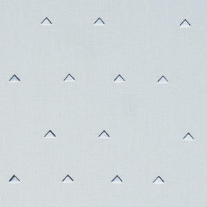 Schumacher Fabric Overlapping Triangles Navy And White On Sky 74022
