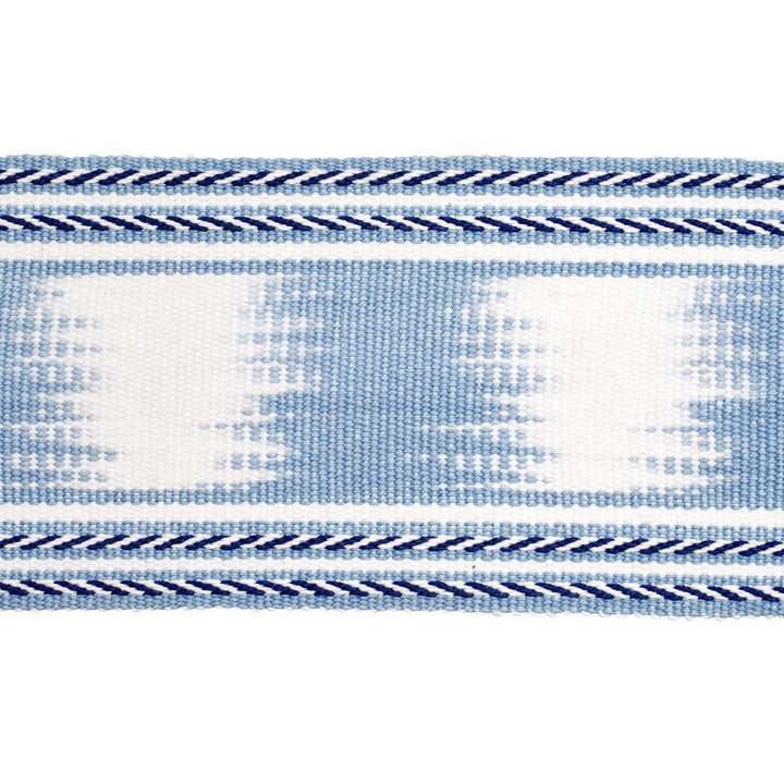 Banyan Ikat Tape Sky 79304 by Schumacher Designer Trim Perennial Favorite Trims 4.25" - Swanky Fabrics -