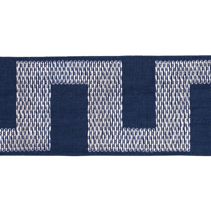 Matrix Tape Navy 79933 by Schumacher Designer Trim Perennial Favorite Trims 3.75" - Swanky Fabrics -
