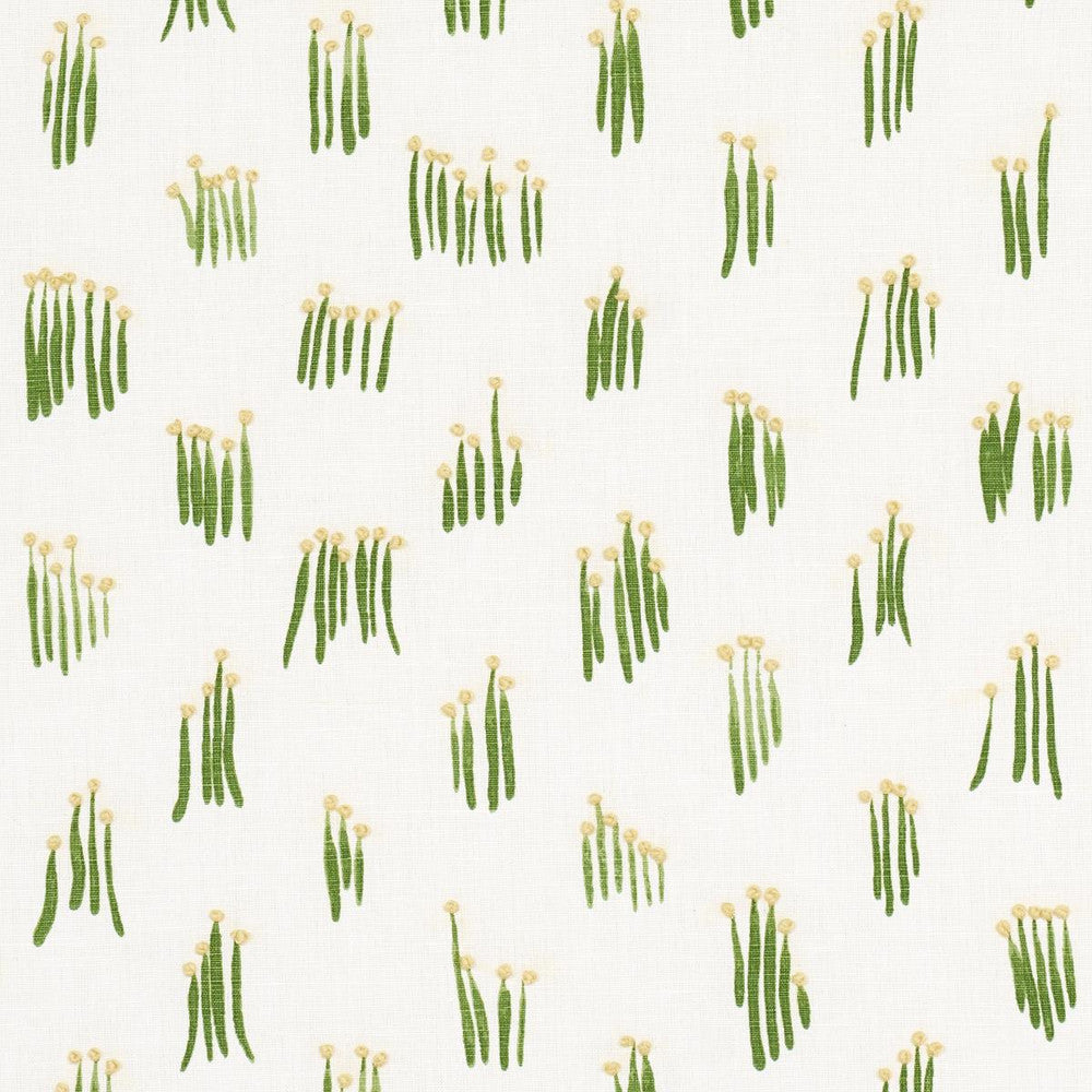 Meadow Button Hand Embroidery Yellow 84390 by Schumacher Designer Fabric Studio Bon 18.0" - Swanky Fabrics -