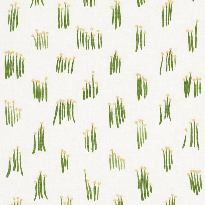 Meadow Button Hand Embroidery Yellow 84390 by Schumacher Designer Fabric Studio Bon 18.0" - Swanky Fabrics -