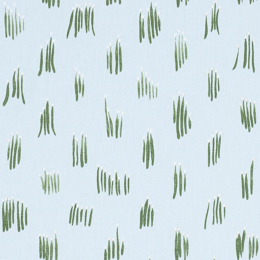 Meadow Button Hand Embroidery Blue 84392 by Schumacher Designer Fabric Studio Bon 18.0" - Swanky Fabrics -