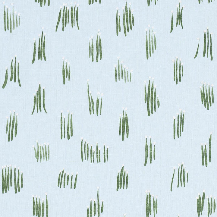 Meadow Button Hand Embroidery Blue 84392 by Schumacher Designer Fabric Studio Bon 18.0" - Swanky Fabrics -
