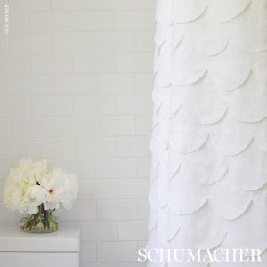Schumacher Fabric Prep School Hand Pieced Scallop White 84400