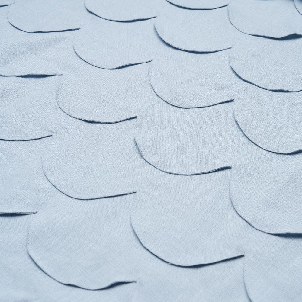 Prep School Hand Pieced Scallop Blue 84401 by Schumacher Designer Fabric Studio Bon 5.38" - Swanky Fabrics -