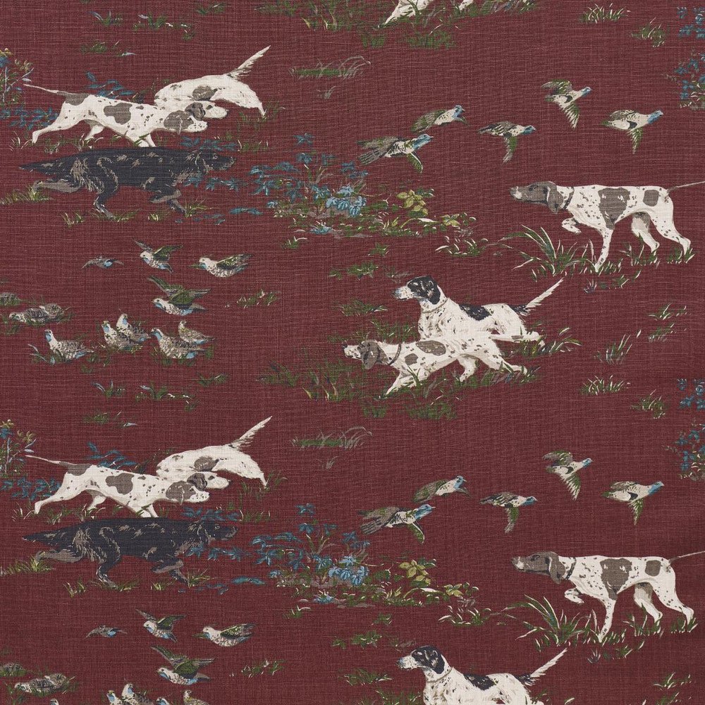 Pointers Burgundy 175165 by Schumacher Designer Fabric A Country Life 54.0" - Swanky Fabrics -