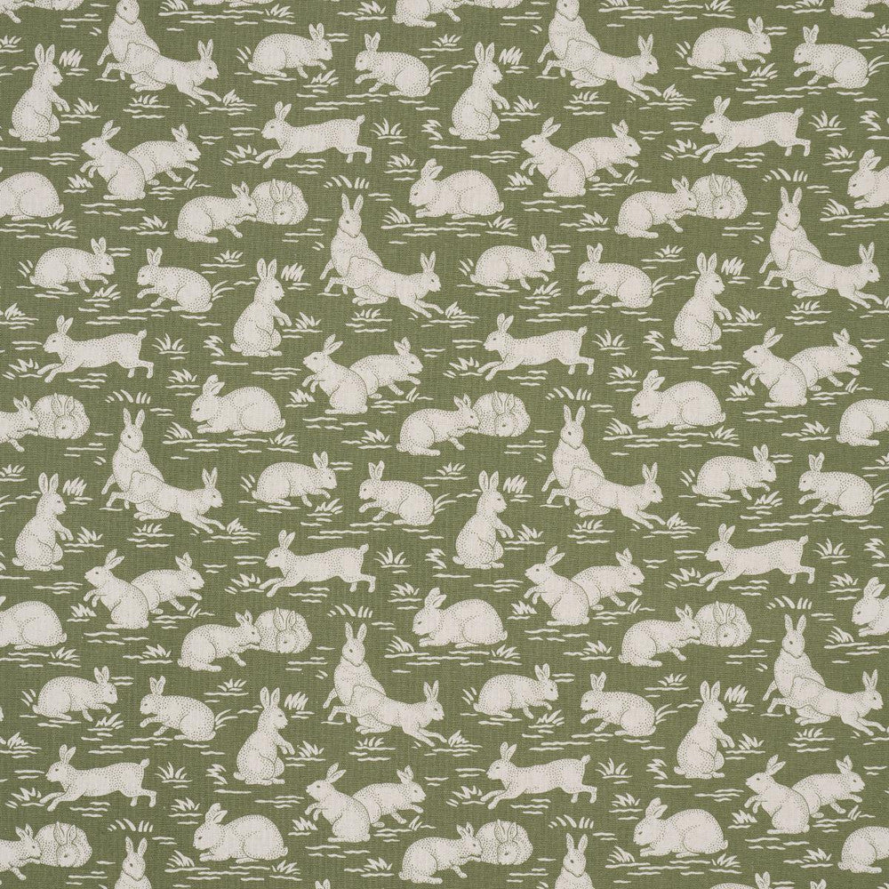 Cottontails Moss 182240 by Schumacher Designer Fabric A Country Life 6.75" - Swanky Fabrics -