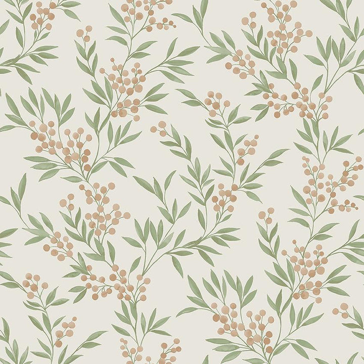 Forest Berries Leaf And Stone 4714 by Schumacher Designer Wallpaper A Country Life 20.88" - Swanky Fabrics -