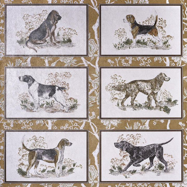 Chasers Legacy Metallic Gold Metallic 5016050 by Schumacher Designer Wallpaper A Country Life 27.0" - Swanky Fabrics -