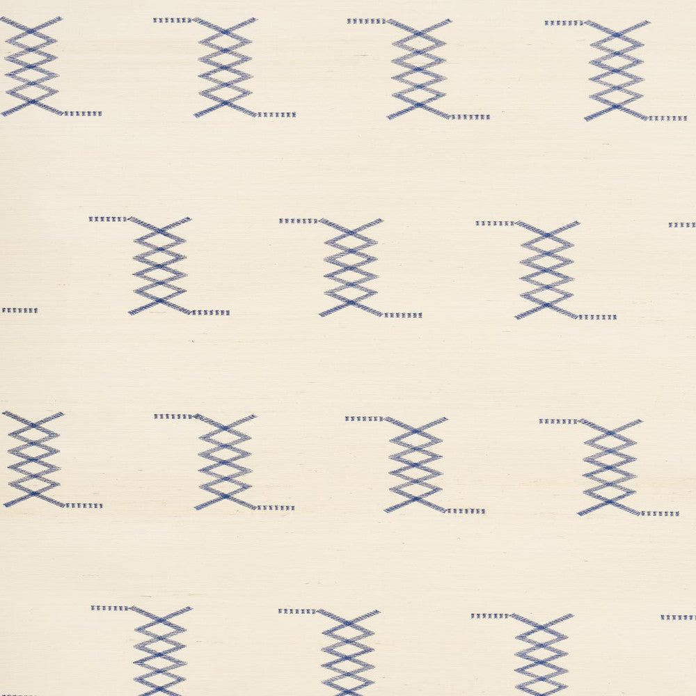 Kin Sisal Embroidery Ink On Ivory 5015781 by Schumacher Designer Wallpaper Mesa - Swanky Fabrics -