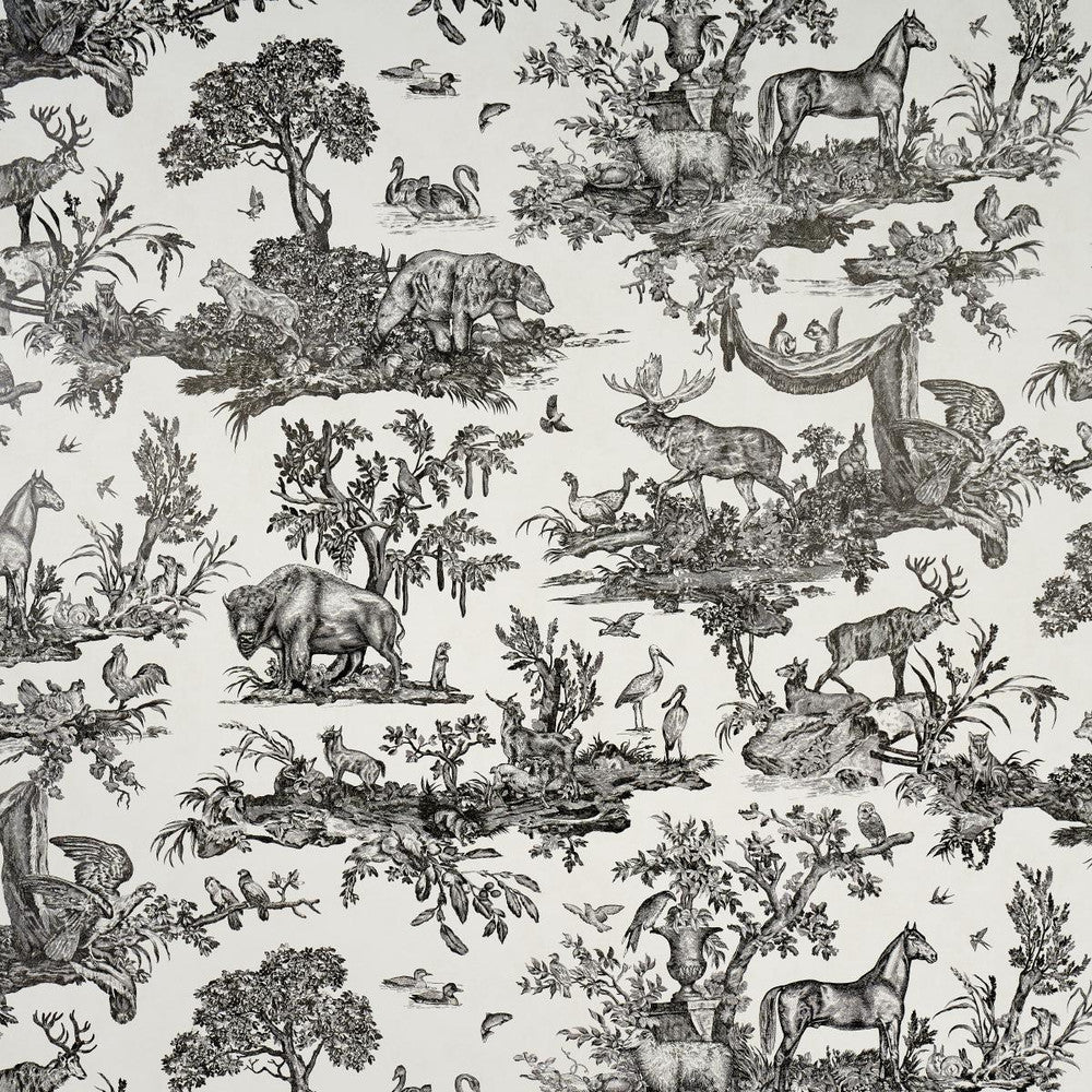 Western Toile Carbon 5016440 by Schumacher Designer Wallpaper A Country Life 38.0" - Swanky Fabrics -