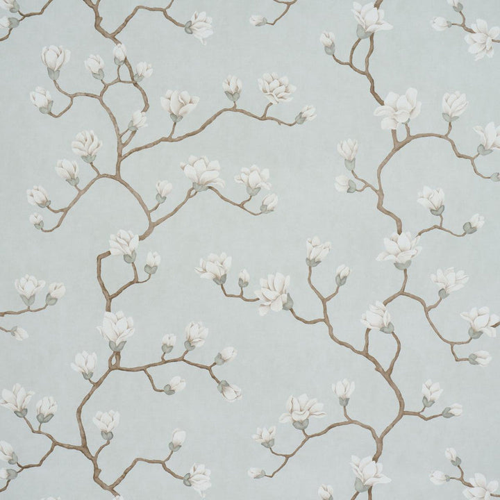 Magnolia Tree Dusty Sky 5016930 by Schumacher Designer Wallpaper Botanical Garden 54.0" - Swanky Fabrics -