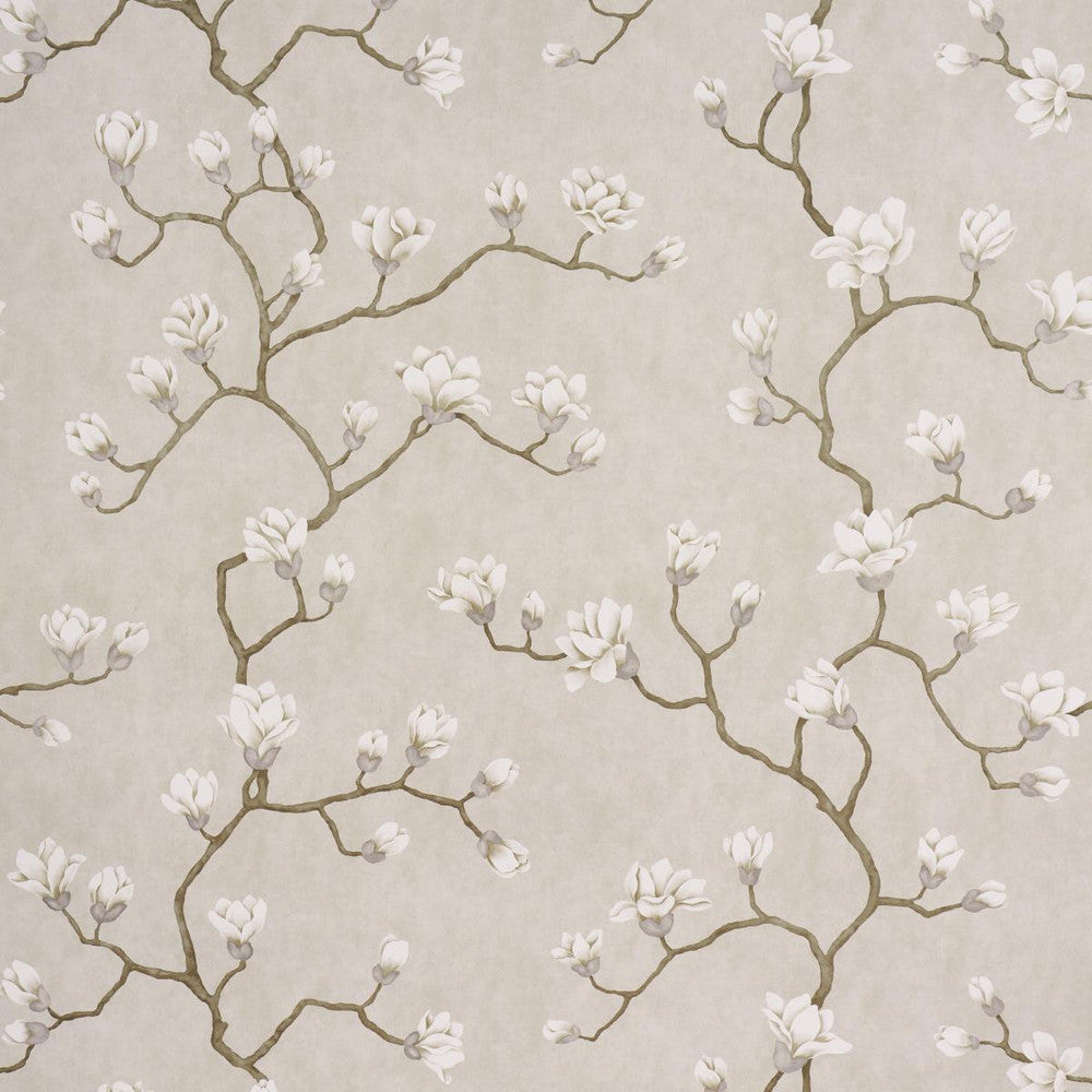 Magnolia Tree Grisaille 5016931 by Schumacher Designer Wallpaper Botanical Garden 54.0" - Swanky Fabrics -