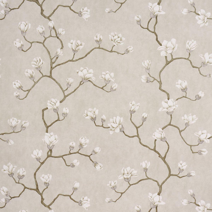 Magnolia Tree Grisaille 5016931 by Schumacher Designer Wallpaper Botanical Garden 54.0" - Swanky Fabrics -