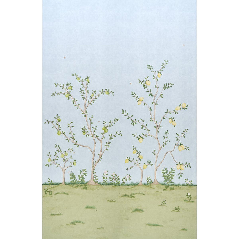 Citrus Blossom 2 Sky 5017162 by Schumacher Designer Wallpaper Botanical Garden 108.0" - Swanky Fabrics -