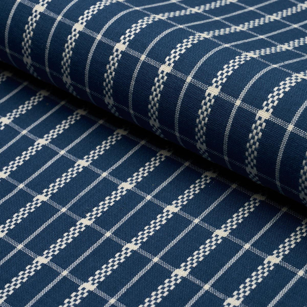 Boyd Check Indigo 84681 by Schumacher Designer Fabric Ashbury 1.25" - Swanky Fabrics -
