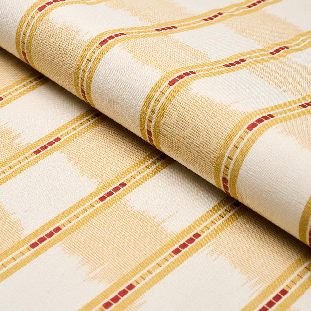Faye Ikat Ochre 84710 by Schumacher Designer Fabric Ashbury 5.88" - Swanky Fabrics -